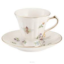 Filiżanka do herbaty porcelanowa 200 ml ze spodkiem LEDA IVORY | Dobra Cena  - sklep Villa Italia
