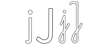 Kontury litery J do druku, wycinania, kolorowania, wyklejania. Polski  alfabet